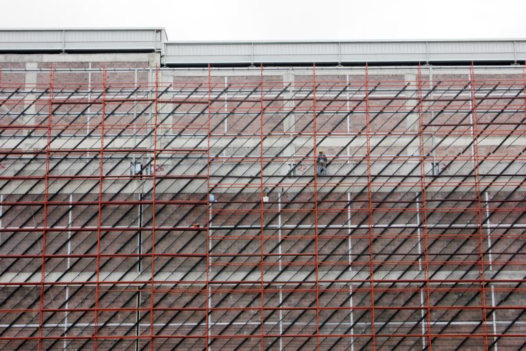 Factory construction site. New building.
