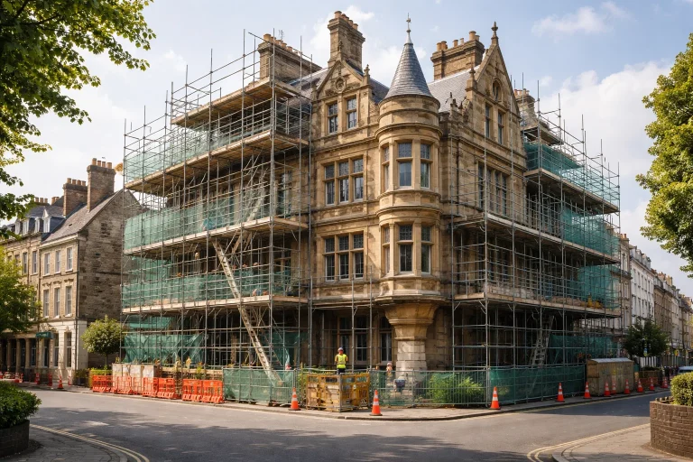 heritage building undergoing careful restoration
